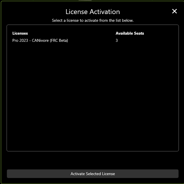 List of purchased but inactive licenses